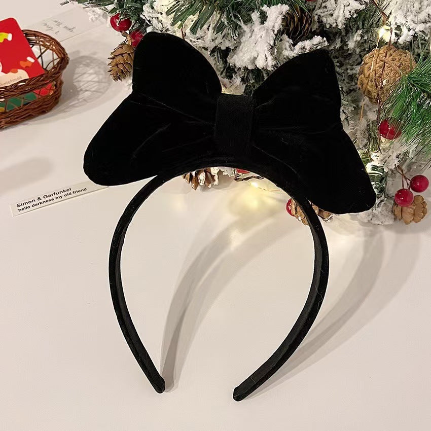 Wholesale Christmas New Year Wine Red Velvet Red Three-dimensional Bow Hair Headband